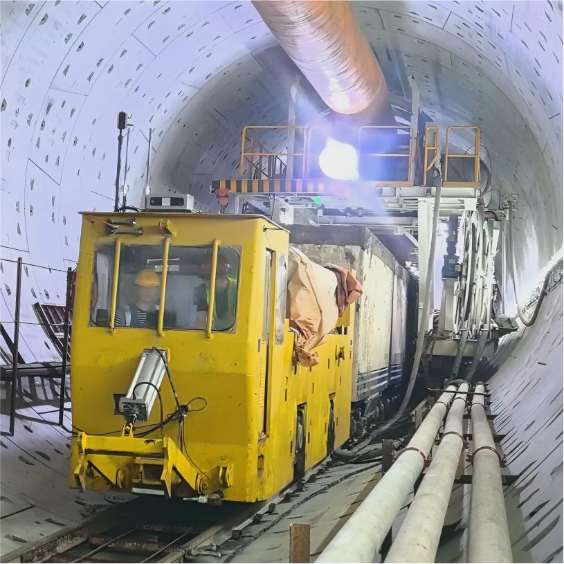 北京22号线盾构施工隧道内的水平运输车辆